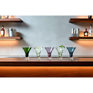 Vintage Set Of 5 Artland Jewel Tone Bubble Base Stemless Cocktail Glasses